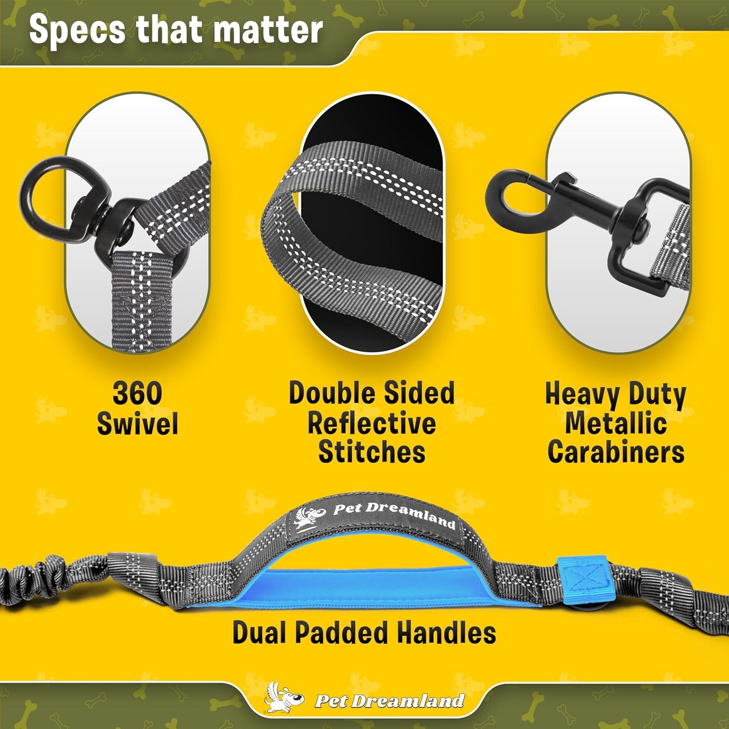 Premium Tangle-Free Leash Coupler for Two Large Dogs - Dual Attachment for Effortless Walks (Grey & Blue)