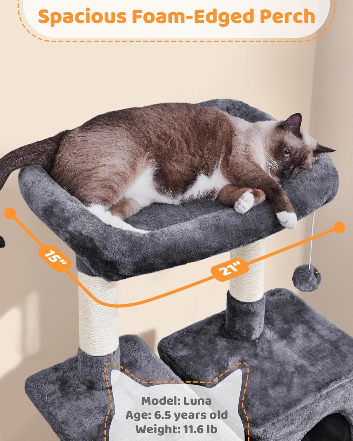 Yaheetech 63" Large Cat Tree for Large Cats up to 22 lbs - Sturdy Cat Tower with Condo, Hammock & Scratching Posts, Multi-Level Space-Saving Kitty Activity Center