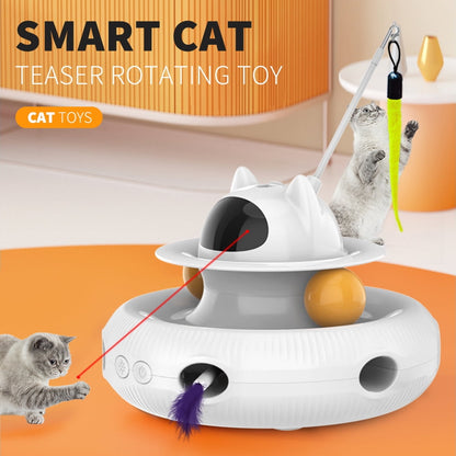 LaserFeather™ 3-in-1 Rechargeable Cat Teaser Wand with Extendable Laser & Feathers (White)