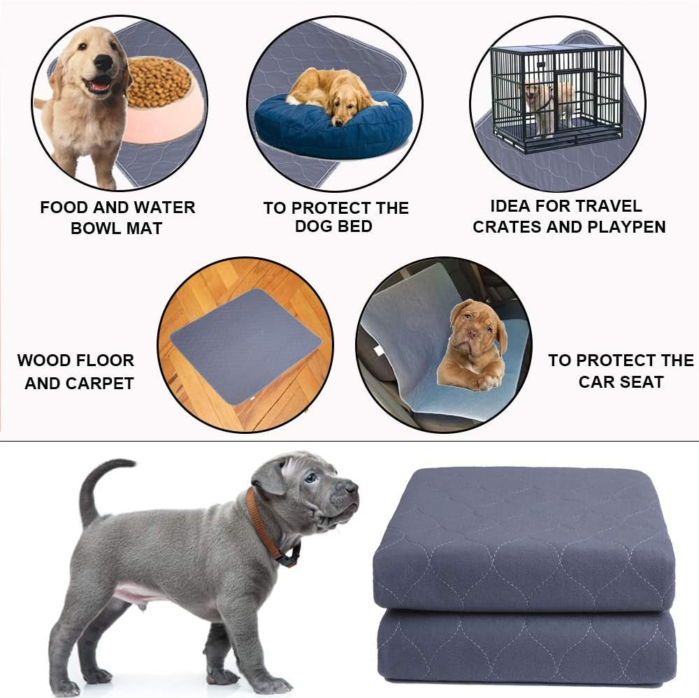Washable Dog Pee Pads with Complimentary Grooming Gloves - Reusable, Waterproof, Non-Slip Potty Training Pads for Dogs, Cats, and Rabbits