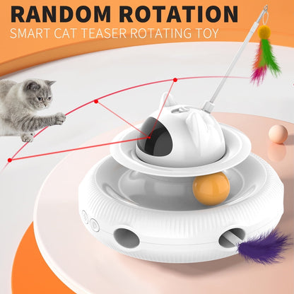 LaserFeather™ 3-in-1 Rechargeable Cat Teaser Wand with Extendable Laser & Feathers (White)