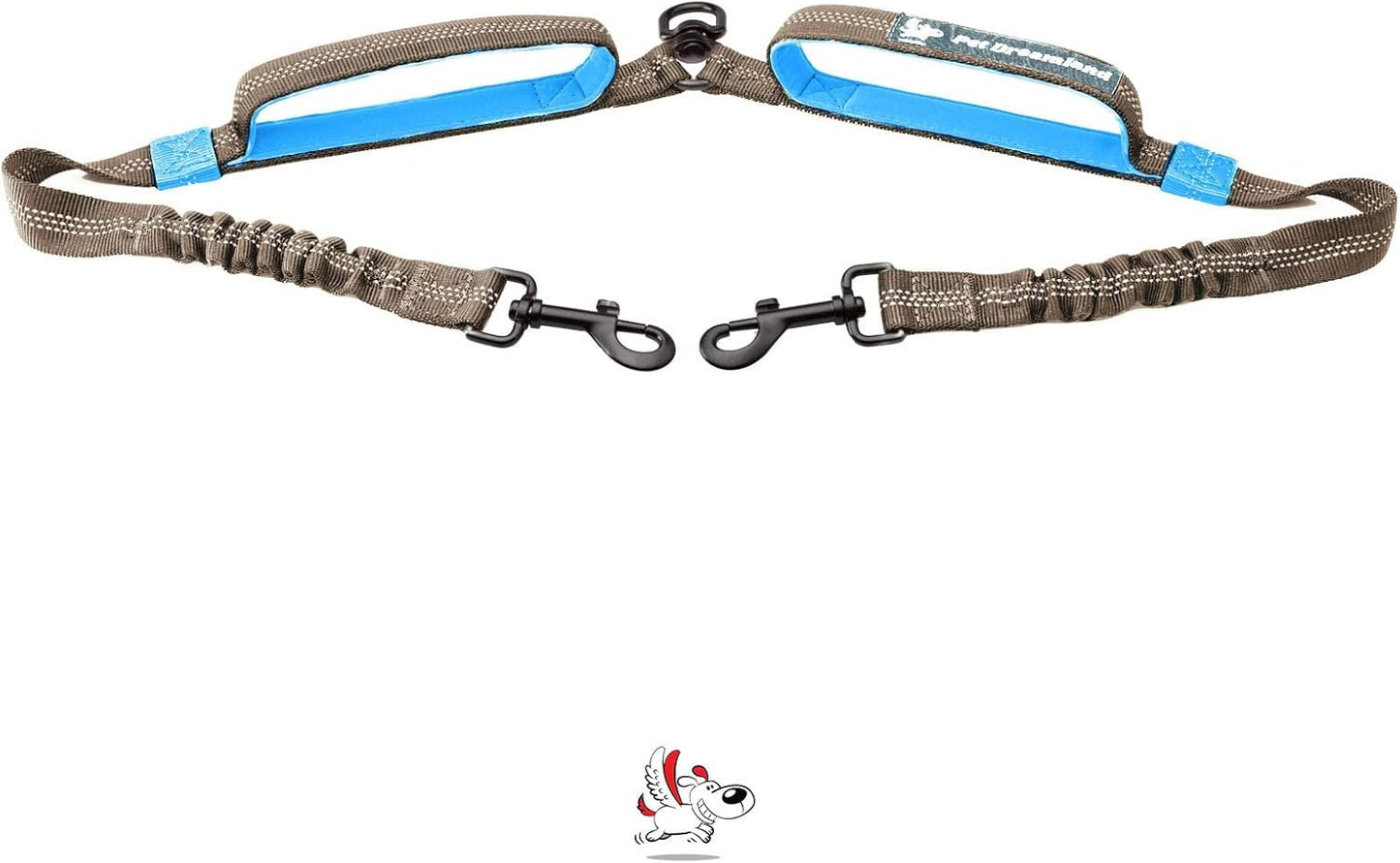 Premium Tangle-Free Leash Coupler for Two Large Dogs - Dual Attachment for Effortless Walks (Grey & Blue)