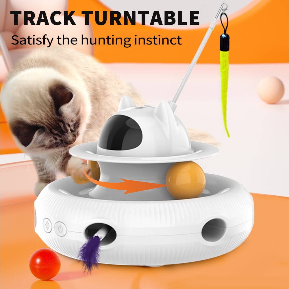 LaserFeather™ 3-in-1 Rechargeable Cat Teaser Wand with Extendable Laser & Feathers (White)
