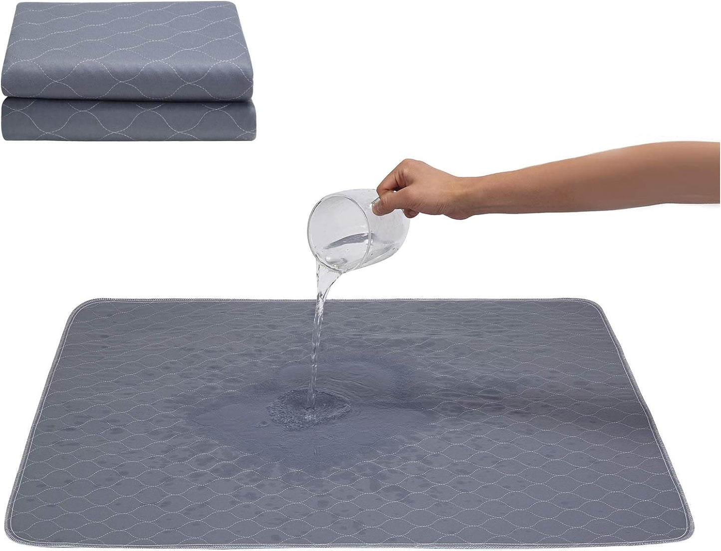 Washable Dog Pee Pads with Complimentary Grooming Gloves - Reusable, Waterproof, Non-Slip Potty Training Pads for Dogs, Cats, and Rabbits