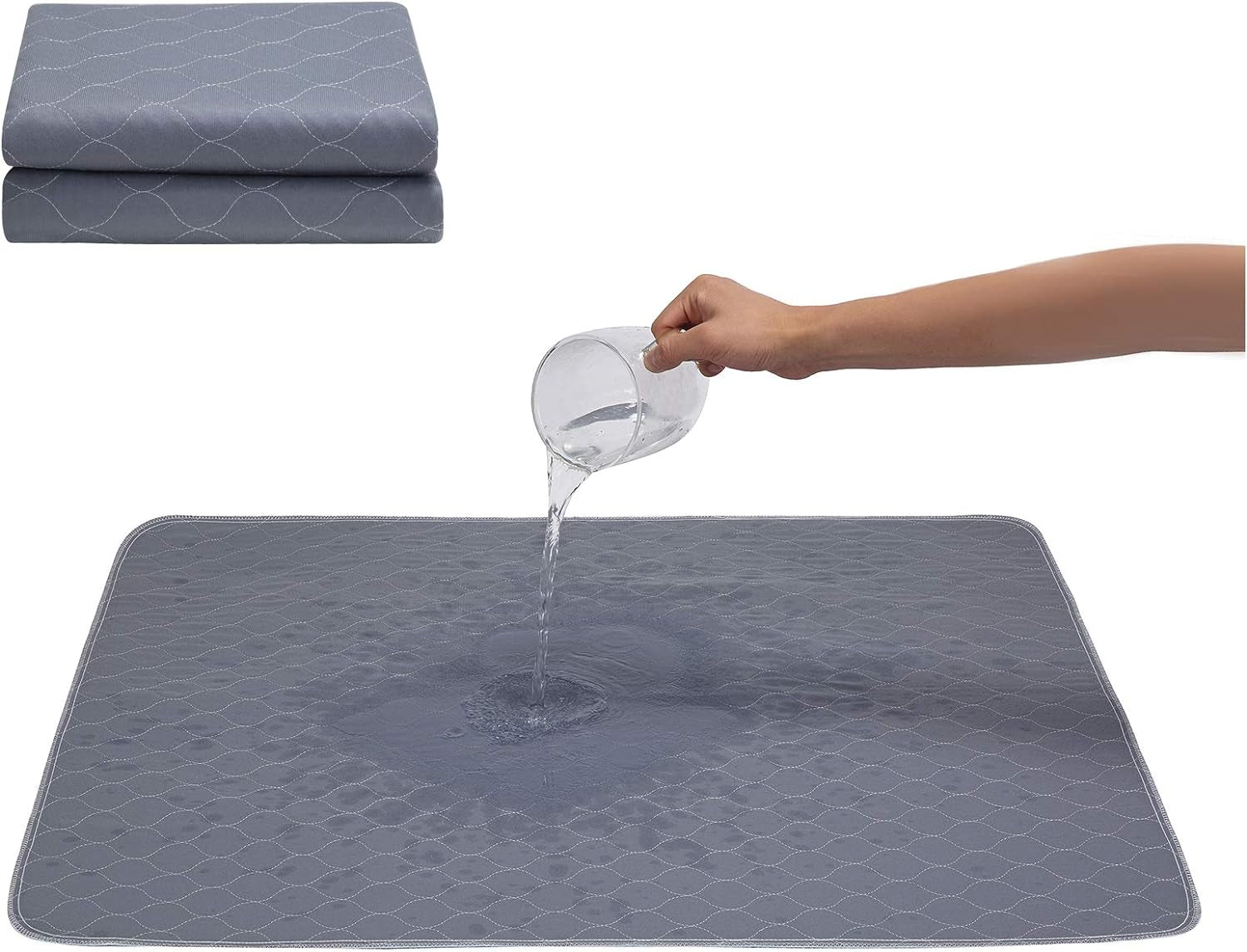 Washable Dog Pee Pads with Complimentary Grooming Gloves - Reusable, Waterproof, Non-Slip Potty Training Pads for Dogs, Cats, and Rabbits