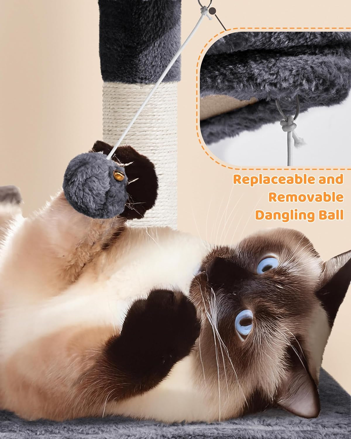 Yaheetech 63" Large Cat Tree for Large Cats up to 22 lbs - Sturdy Cat Tower with Condo, Hammock & Scratching Posts, Multi-Level Space-Saving Kitty Activity Center
