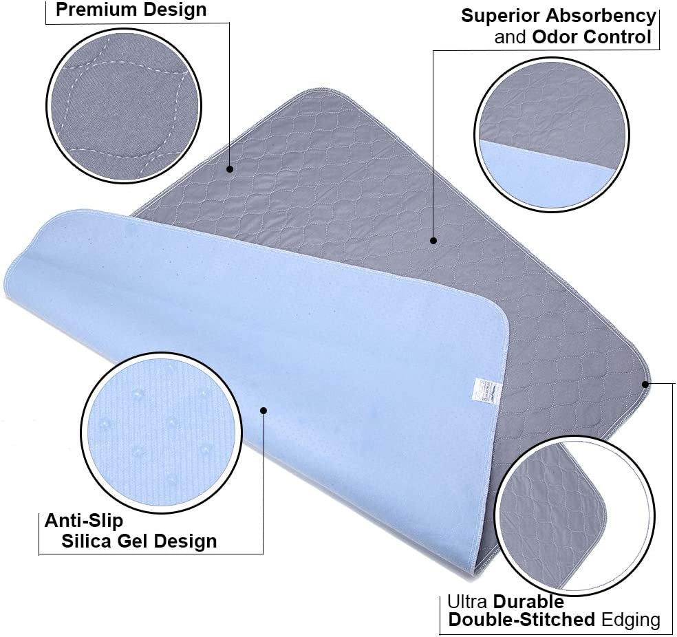 Washable Dog Pee Pads with Complimentary Grooming Gloves - Reusable, Waterproof, Non-Slip Potty Training Pads for Dogs, Cats, and Rabbits