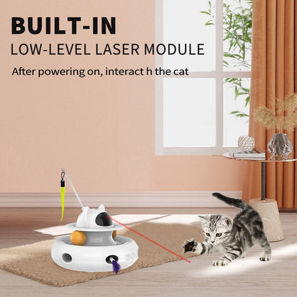 LaserFeather™ 3-in-1 Rechargeable Cat Teaser Wand with Extendable Laser & Feathers (White)