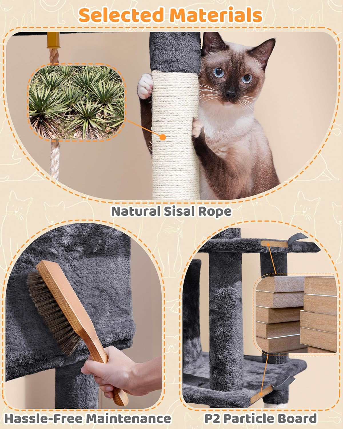 Yaheetech 63" Large Cat Tree for Large Cats up to 22 lbs - Sturdy Cat Tower with Condo, Hammock & Scratching Posts, Multi-Level Space-Saving Kitty Activity Center