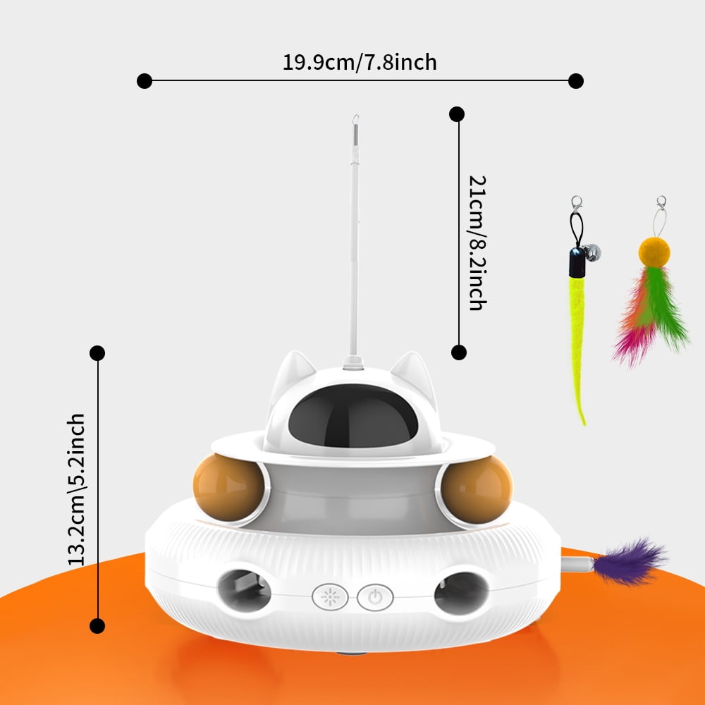 LaserFeather™ 3-in-1 Rechargeable Cat Teaser Wand with Extendable Laser & Feathers (White)