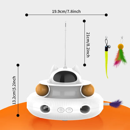 LaserFeather™ 3-in-1 Rechargeable Cat Teaser Wand with Extendable Laser & Feathers (White)